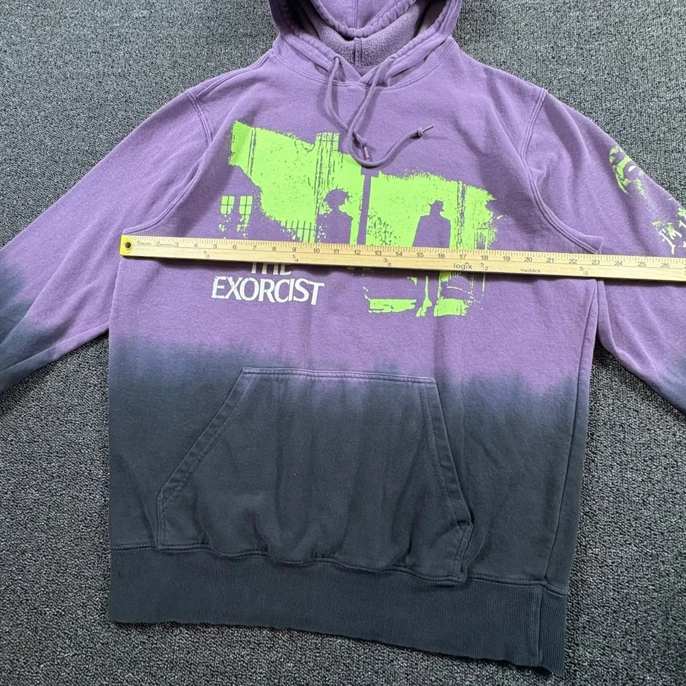 The Exorcist Movie Pullover Hoodie Men's L Purple Black Dip Dye Classic Horror